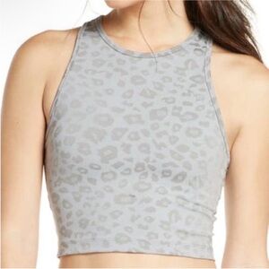 Beyond Yoga Studio Crop Sports Bra Grey Animal Print Size Large